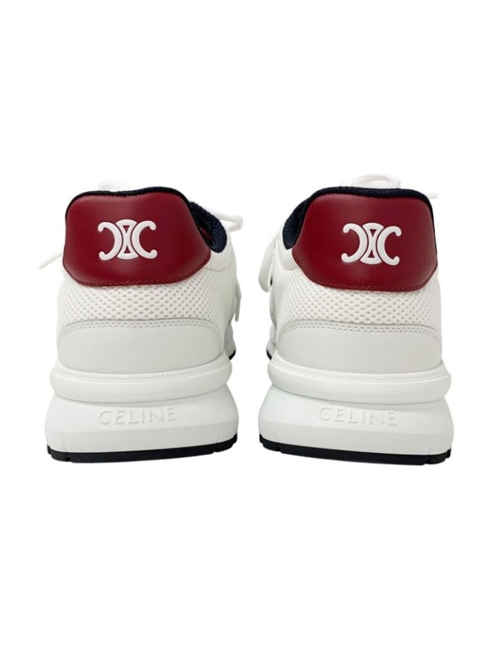 Celine Cr-02 Sneakers Shoes Mesh Leather Suede White Red Triomphe Logo - Picture 5 of 10